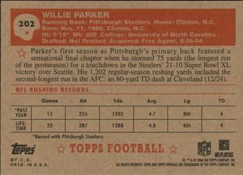 2006 Topps Heritage #202 Willie Parker Back
