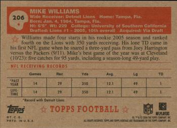 2006 Topps Heritage #206 Mike Williams Back