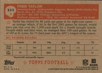 2006 Topps Heritage #211 Fred Taylor Back