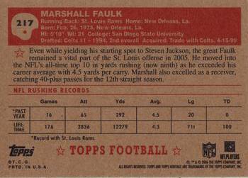 2006 Topps Heritage #217 Marshall Faulk Back
