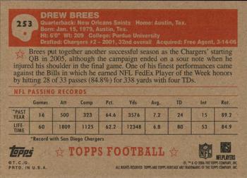 2006 Topps Heritage #253 Drew Brees Back