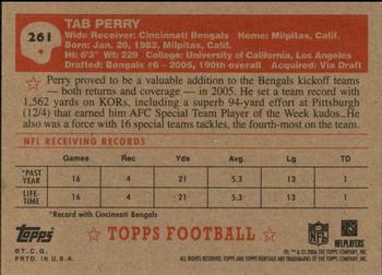 2006 Topps Heritage #261 Tab Perry Back
