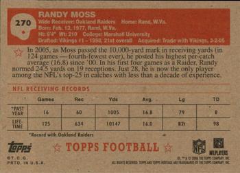 2006 Topps Heritage #270 Randy Moss Back