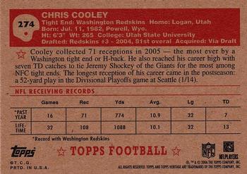 2006 Topps Heritage #274 Chris Cooley Back