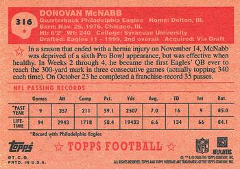 2006 Topps Heritage #316 Donovan McNabb Back