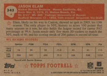 2006 Topps Heritage #343 Jason Elam Back