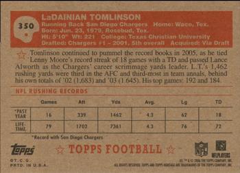 2006 Topps Heritage #350 LaDainian Tomlinson Back
