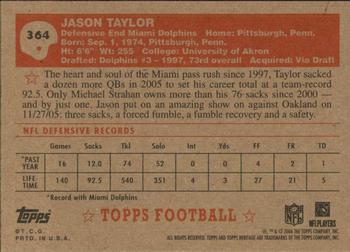 2006 Topps Heritage #364 Jason Taylor Back