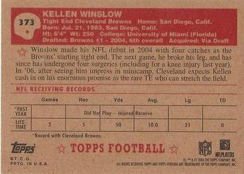 2006 Topps Heritage #373 Kellen Winslow Jr. Back