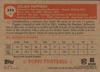 2006 Topps Heritage #374 Julius Peppers Back