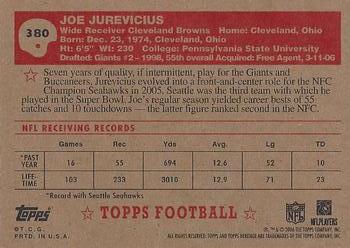 2006 Topps Heritage #380 Joe Jurevicius Back