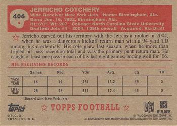2006 Topps Heritage #406 Jerricho Cotchery Back