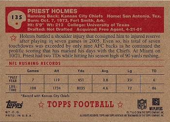 2006 Topps Heritage #135 Priest Holmes Back