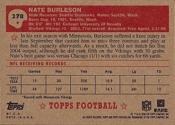 2006 Topps Heritage #278 Nate Burleson Back