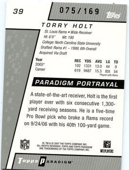 2006 Topps Paradigm #39 Torry Holt Back