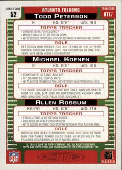 2006 Topps Total #52 Allen Rossum / Todd Peterson / Michael Koenen Back