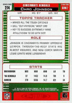 2006 Topps Total #274 Chad Johnson Back