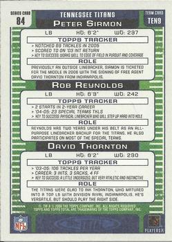 2006 Topps Total #84 David Thornton / Rob Reynolds / Peter Sirmon Back