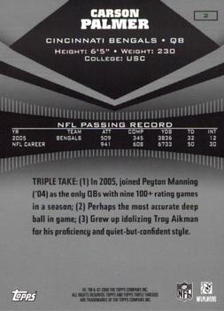 2006 Topps Triple Threads #2 Carson Palmer Back