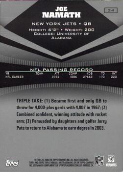 2006 Topps Triple Threads #34 Joe Namath Back