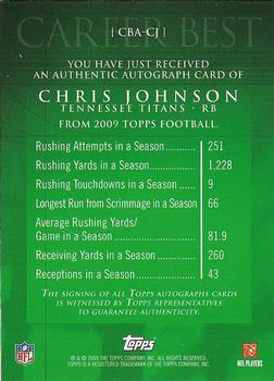 2009 Topps - Career Best Autographs #CBA-CJ Chris Johnson Back