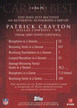 2009 Topps - Career Best Autographs #CBA-PC Patrick Crayton Back