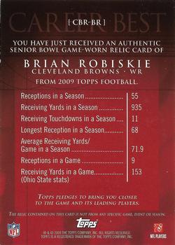 2009 Topps - Career Best Relics #CBR-BR Brian Robiskie Back