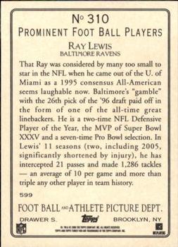 2006 Topps Turkey Red #310 Ray Lewis Back