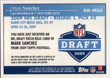 2009 Topps - Patches #RR-MSA Mark Sanchez Back