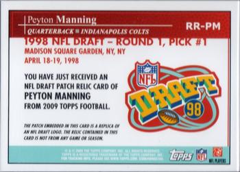 2009 Topps - Patches #RR-PM Peyton Manning Back