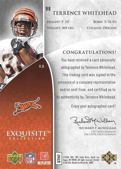 2006 Upper Deck Exquisite Collection #98 Terrence Whitehead Back