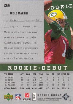 2006 Upper Deck Rookie Debut #139 Ingle Martin Back