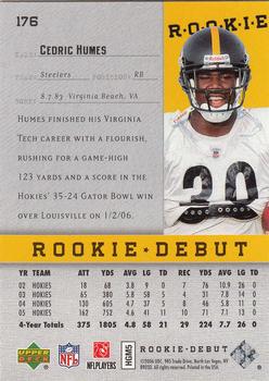 2006 Upper Deck Rookie Debut #176 Cedric Humes Back