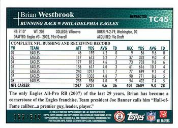 2009 Topps Chrome - Copper Refractors #TC45 Brian Westbrook  Back