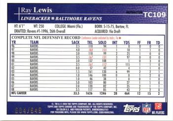 2009 Topps Chrome - Copper Refractors #TC109 Ray Lewis  Back