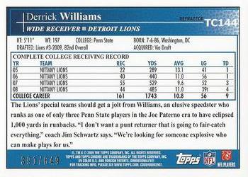 2009 Topps Chrome - Copper Refractors #TC144 Derrick Williams  Back