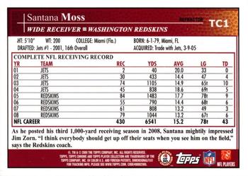2009 Topps Chrome - Refractors #TC1 Santana Moss Back