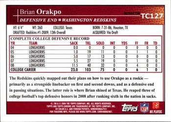 2009 Topps Chrome - Refractors #TC127 Brian Orakpo Back