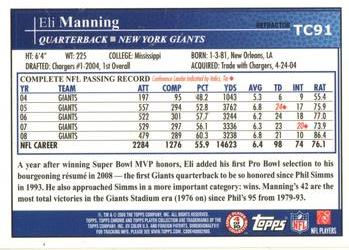 2009 Topps Chrome - Refractors #TC91 Eli Manning Back