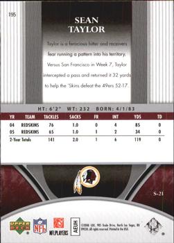 2006 Upper Deck Ultimate Collection #195 Sean Taylor Back