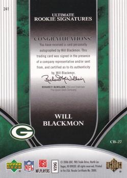 2006 Upper Deck Ultimate Collection #241 Will Blackmon Back