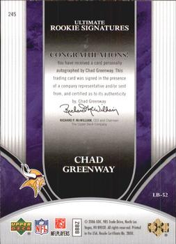 2006 Upper Deck Ultimate Collection #245 Chad Greenway Back