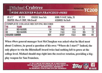 2009 Topps Chrome - Xfractors #TC200 Michael Crabtree Back