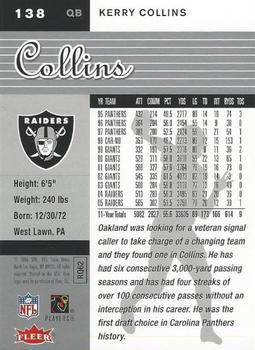 2006 Ultra #138 Kerry Collins Back