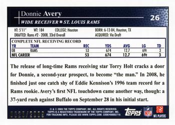2009 Topps Kickoff - Silver Holofoil #26 Donnie Avery Back