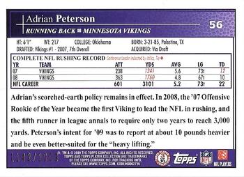 2009 Topps Kickoff - Silver Holofoil #56 Adrian Peterson Back