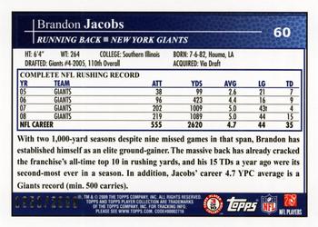 2009 Topps Kickoff - Silver Holofoil #60 Brandon Jacobs Back