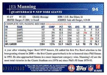 2009 Topps Kickoff - Silver Holofoil #94 Eli Manning Back