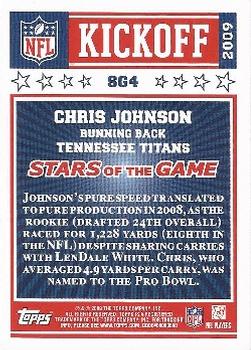 2009 Topps Kickoff - Stars of the Game #SG4 Chris Johnson Back