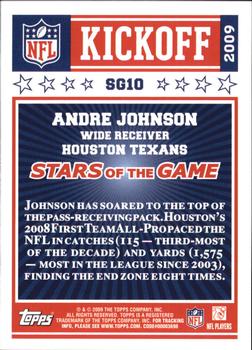2009 Topps Kickoff - Stars of the Game #SG10 Andre Johnson Back